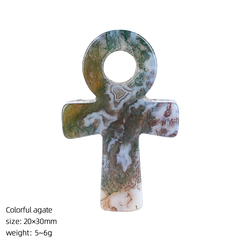 Jewelry Making Michaels - Bunter Achat-Ankh-Kreuz-Anhänger Lebenssymbol Naturstein-Charm DIY Halsketten-Zubehör