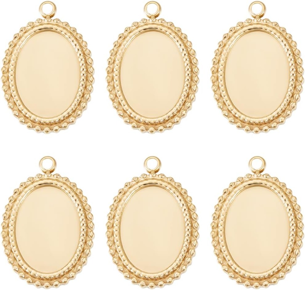 Pendant Blank Bezel - 6 Stück Cabochon-Fassungen Charms, 14 Karat