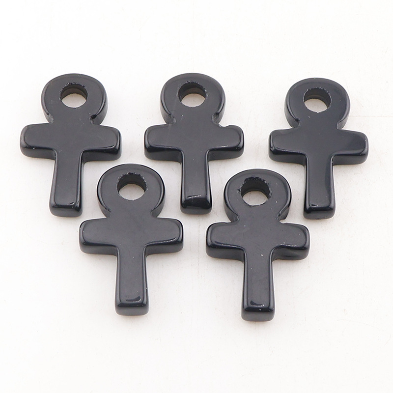 Jewelry Making Michaels - Obsidian Ankh-Kreuz-Anhänger Lebenssymbol Schwarzer Naturstein-Charm DIY