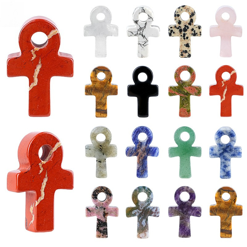 Jewelry Making Michaels - Natürlicher Stein Kristall Ankh-Anhänger Kreuzform Lebenssymbol