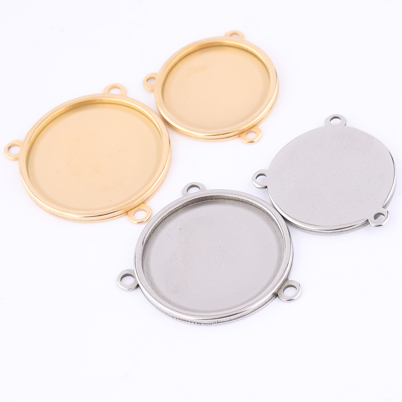Pendant Blank Bezel - 5 Stück Edelstahl vergoldet 16 mm
