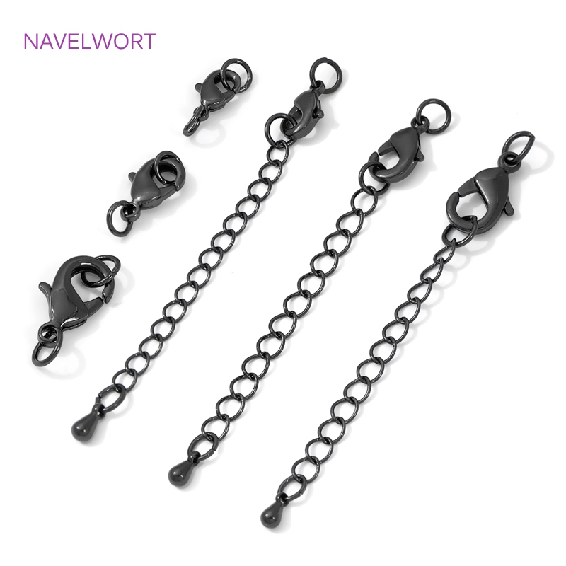 Jewelry Making Class - Schwarzer Messing-Karabinerverschluss und Verlängerungskette, Verschluss für