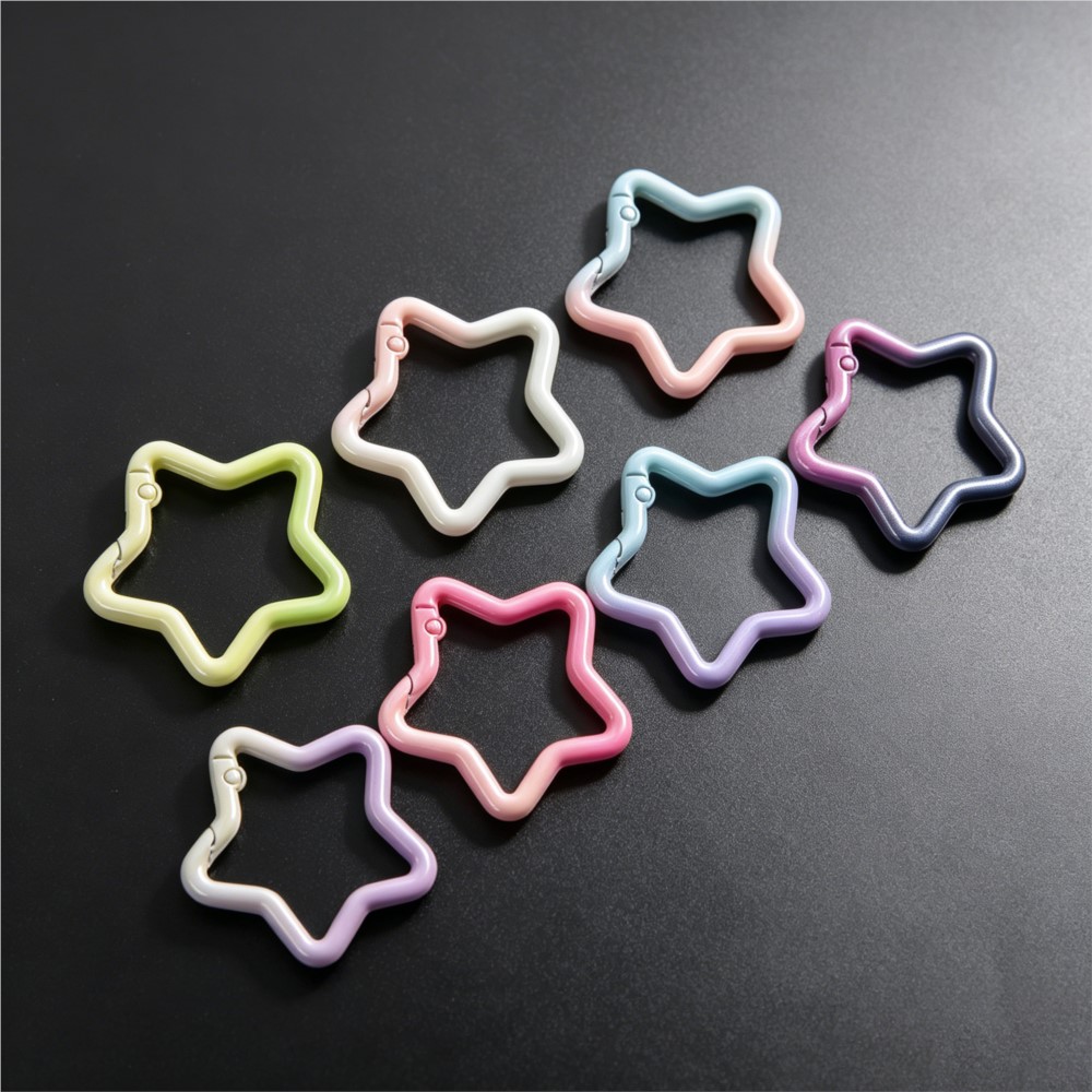 Jewelry Making Ring Tool - 5 Stück Farbverlauf-Sternförmige Federringverschlüsse, Bunte Legierungs-Schlüsselringe